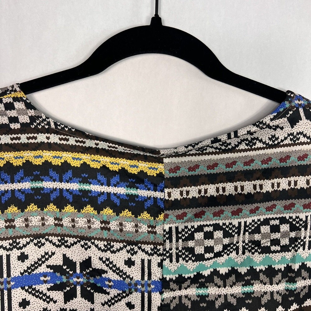 Jimmy Yoo Tunic Top Womens 2X Multi Aztec Striped Satin Tie Dye Hem Lagenlook - Picture 4 of 13